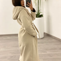 Cappotto cappuccio beige