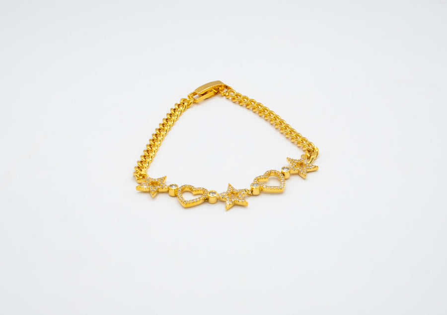 Bracciale "Tennis Cuore e Stelle Brillantinate"