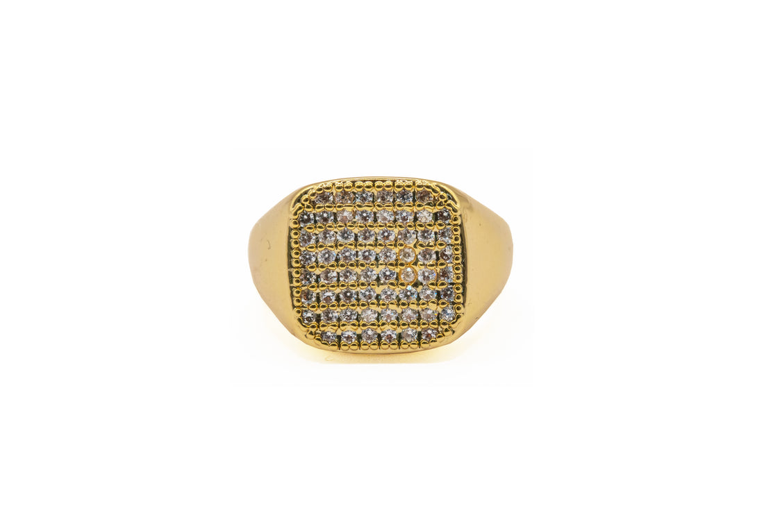 Anello "Sigillo Quadrato Brillantinato"