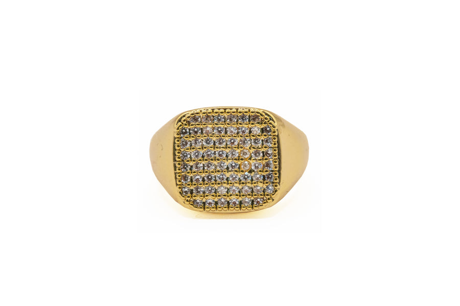 Anello "Sigillo Quadrato Brillantinato"