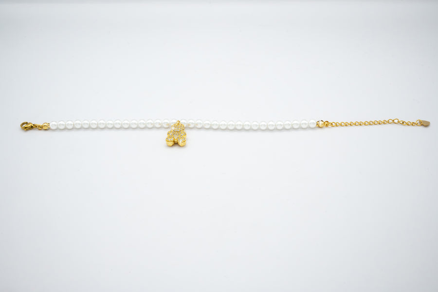 Bracciale "Perline E Orso Pendente" Acciaio