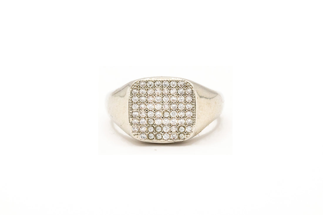 Anello "Sigillo Quadrato Brillantinato"