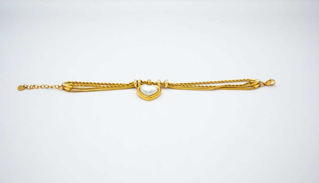 Bracciale "Cuore Pendente Bombato" Acciaio