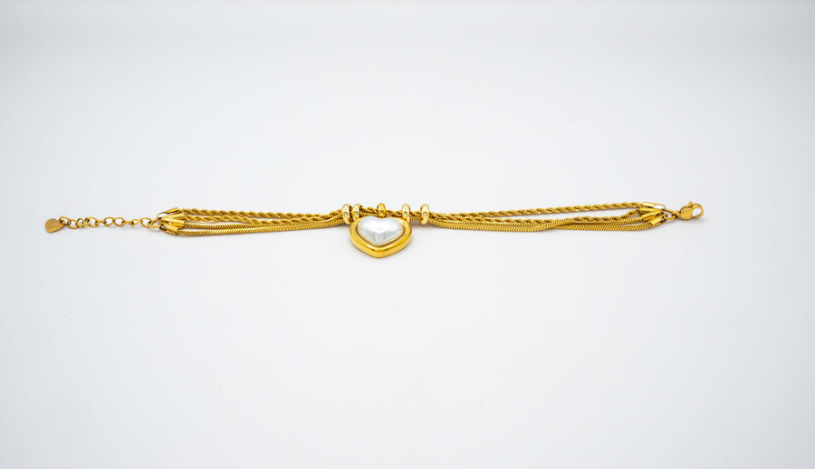 Bracciale "Cuore Pendente Bombato" Acciaio