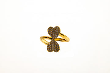 anello "Doppio Cuore Con Brillantini"