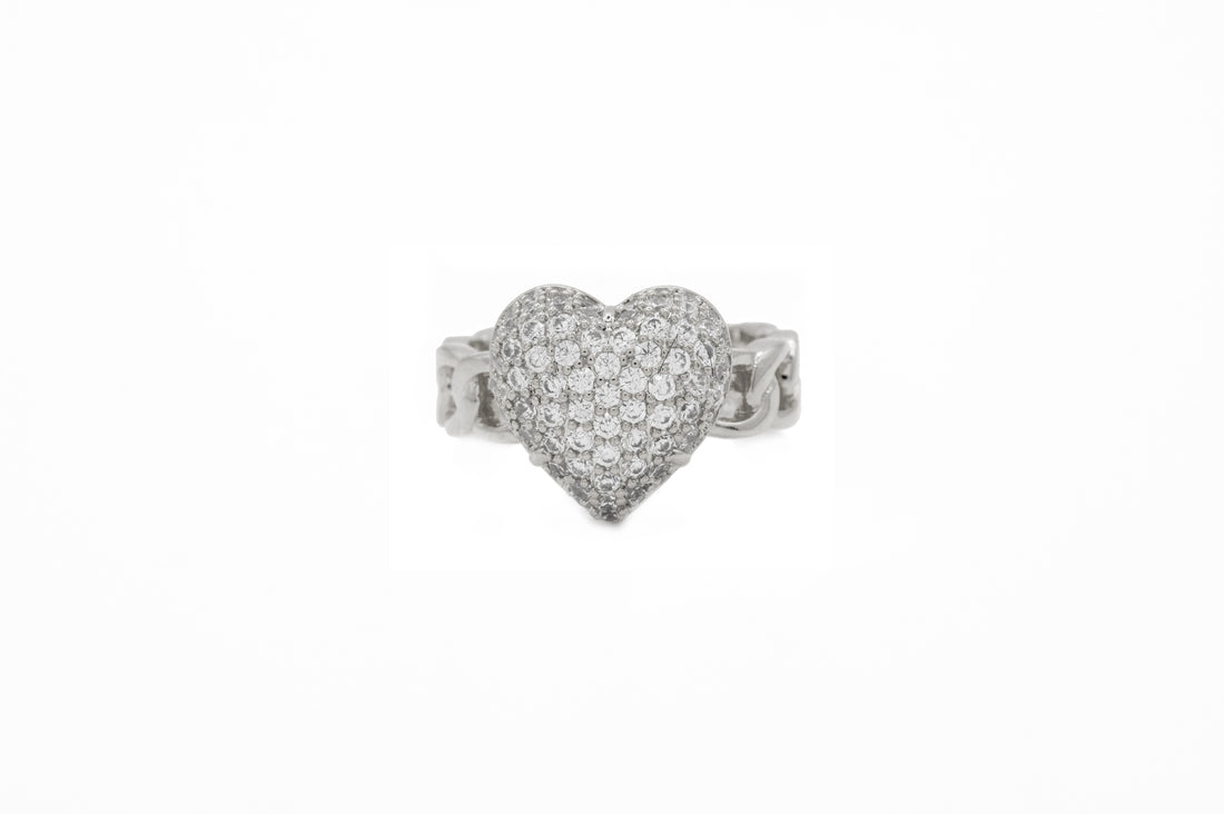 Anello "Cuore Bombato Brillantinato"