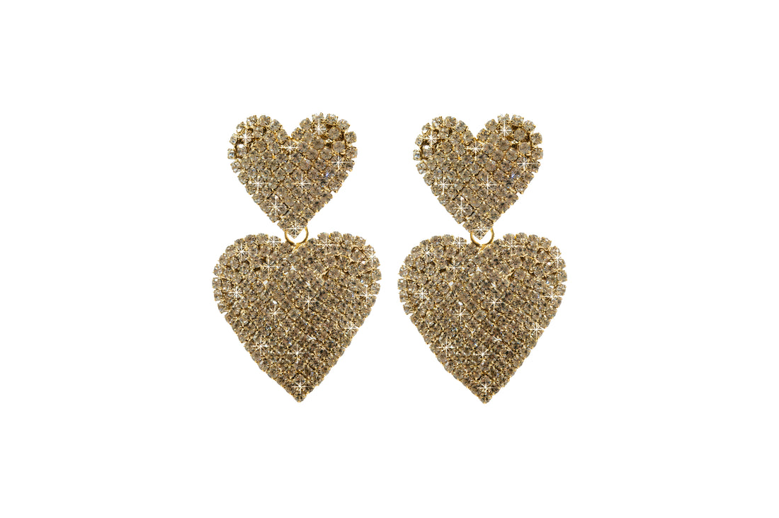 Orecchini "Cuore Pendente Con Strass"