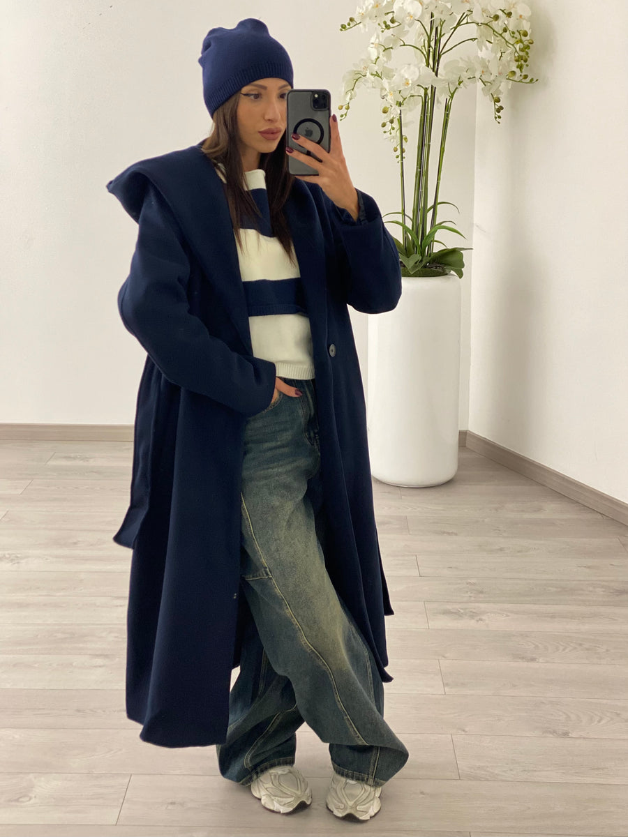 Cappotto cappuccio Blu