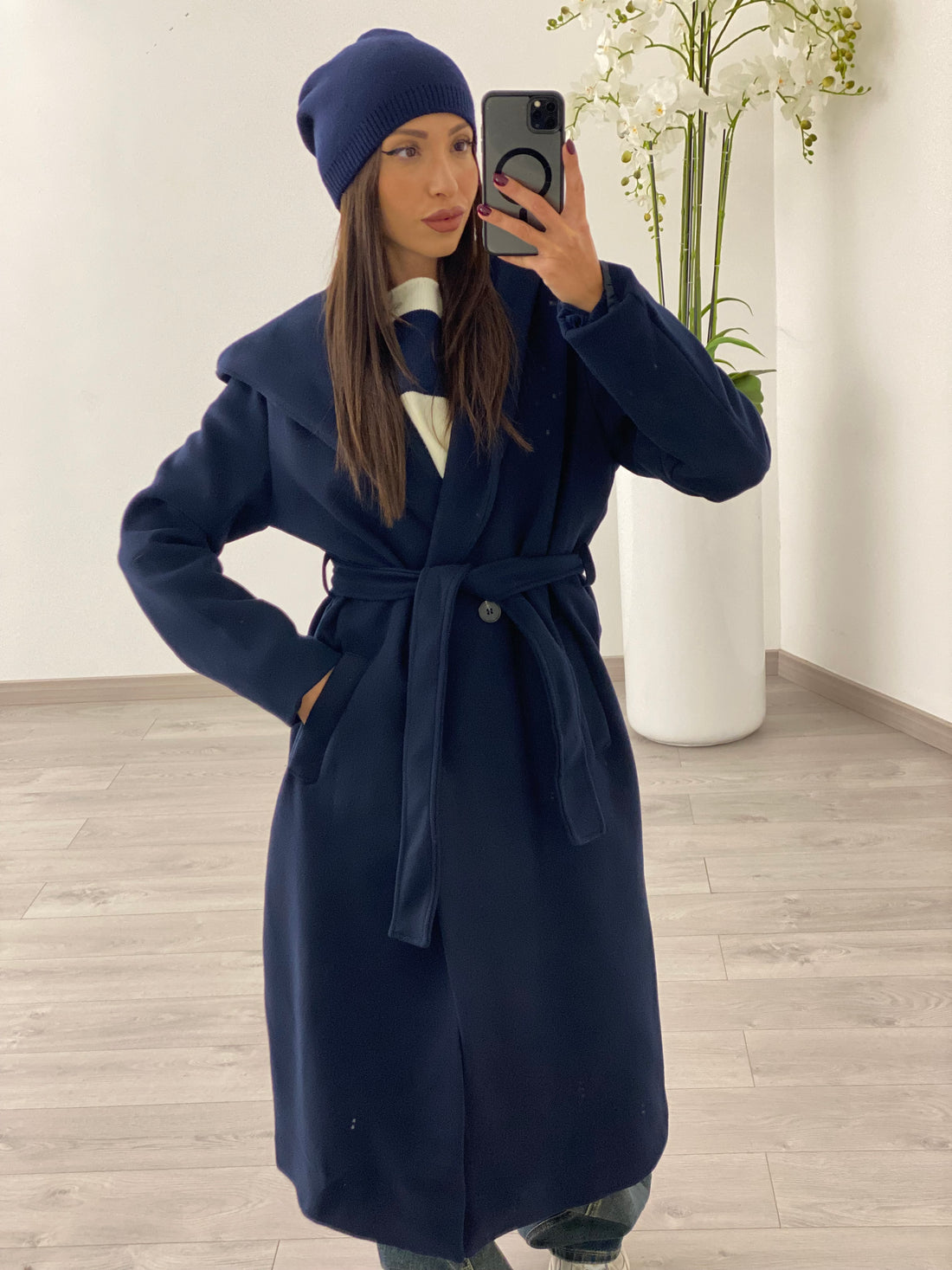 Cappotto cappuccio Blu