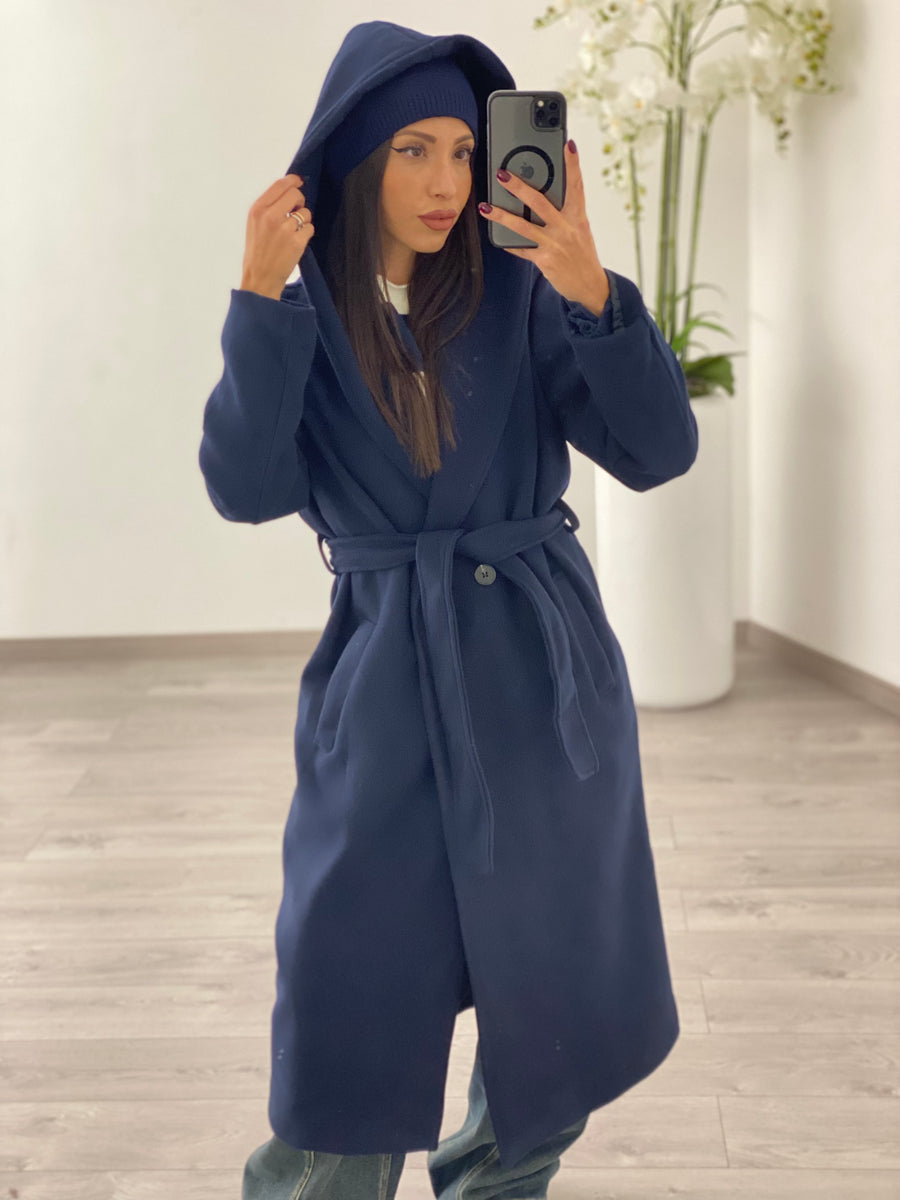 Cappotto cappuccio Blu