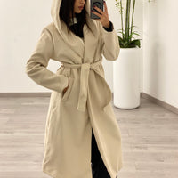 Cappotto cappuccio beige
