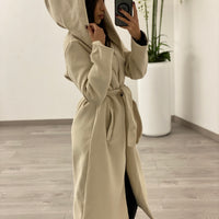 Cappotto cappuccio beige