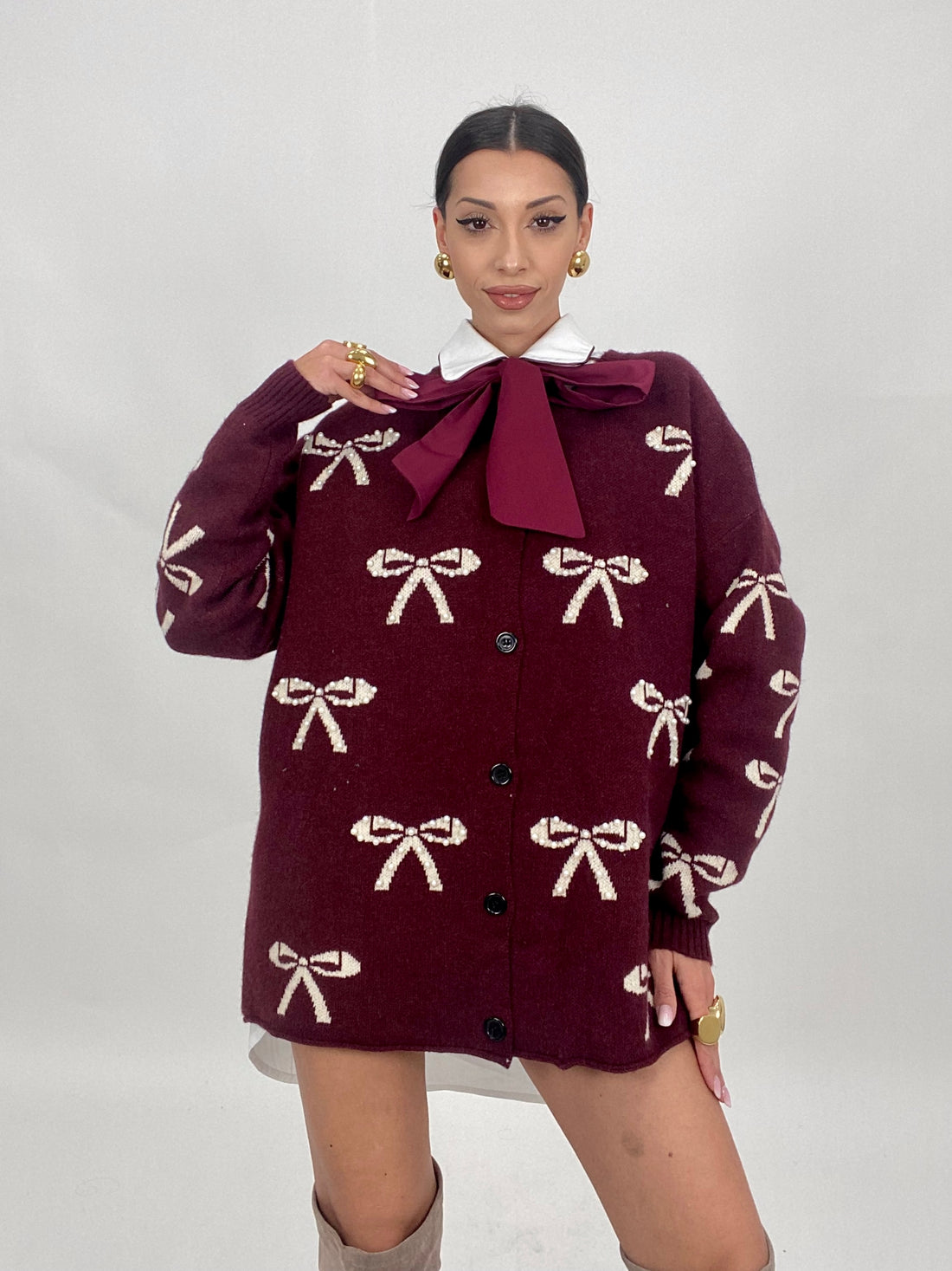 Cardigan “Sissi” Bordeaux