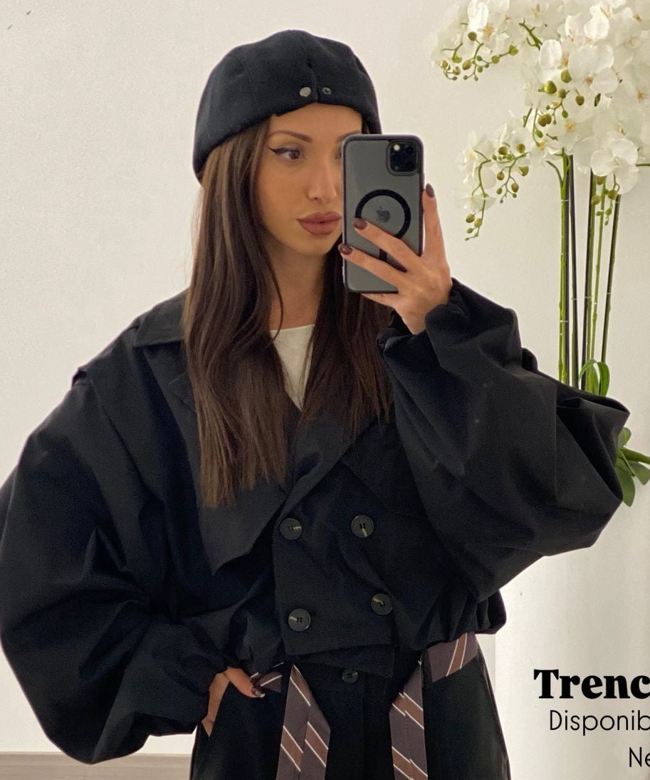 Trench "Crop" nero