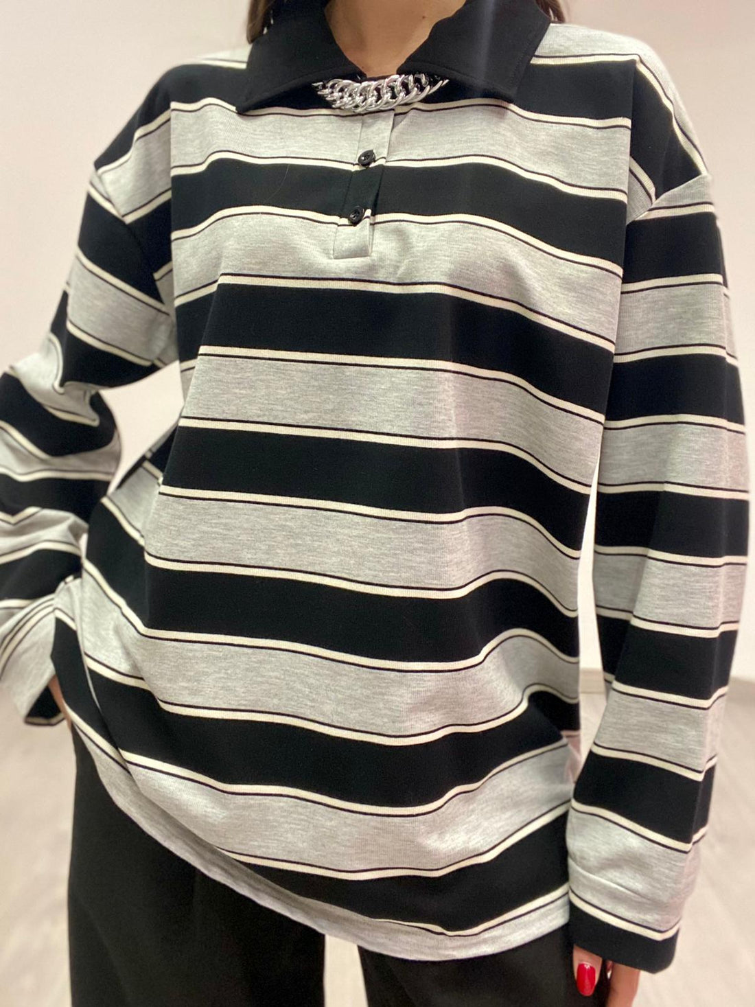 Polo "Diana" Grigio/Nero