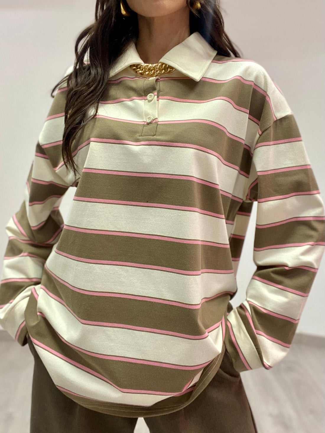 Polo "Diana" Verde/Rosa