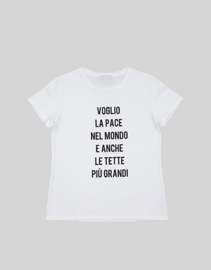 T-shirt "Voglio la pace nel mondo ma anche le tette più grandi"